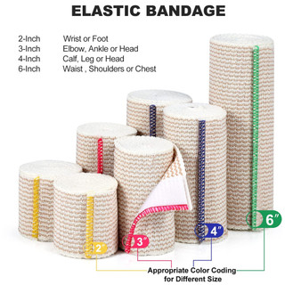 Bọc băng thun cao cấp 1 cuộn, Băng nén không chứa cao su bằng vải Cotton có khóa tự khóa, hỗ trợ & sơ cứu cho thể thao