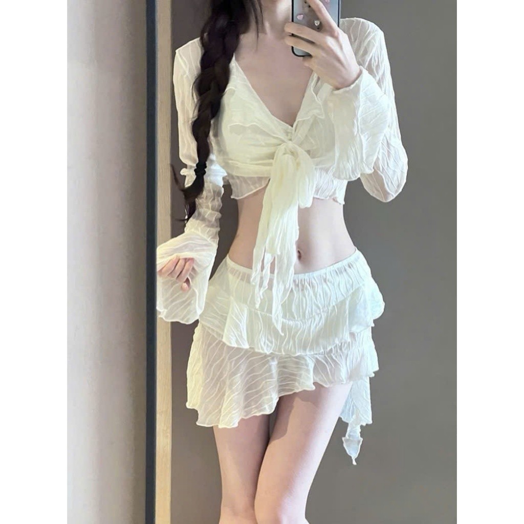 Set bộ đồ bơi bikini 4 chi tiết kèm chân váy ren sexy gợi cảm xu hướng hottrend BA BKN58