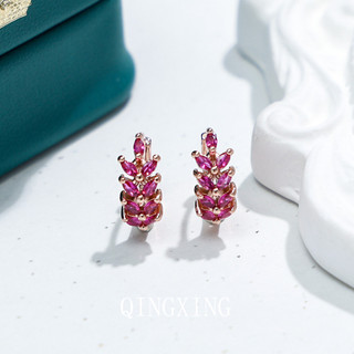 Châu Âu Mỹ ins Phong Cách Mới Đỏ Corundum Lúa Mì Tai Nhỏ Khóa Tai Nữ