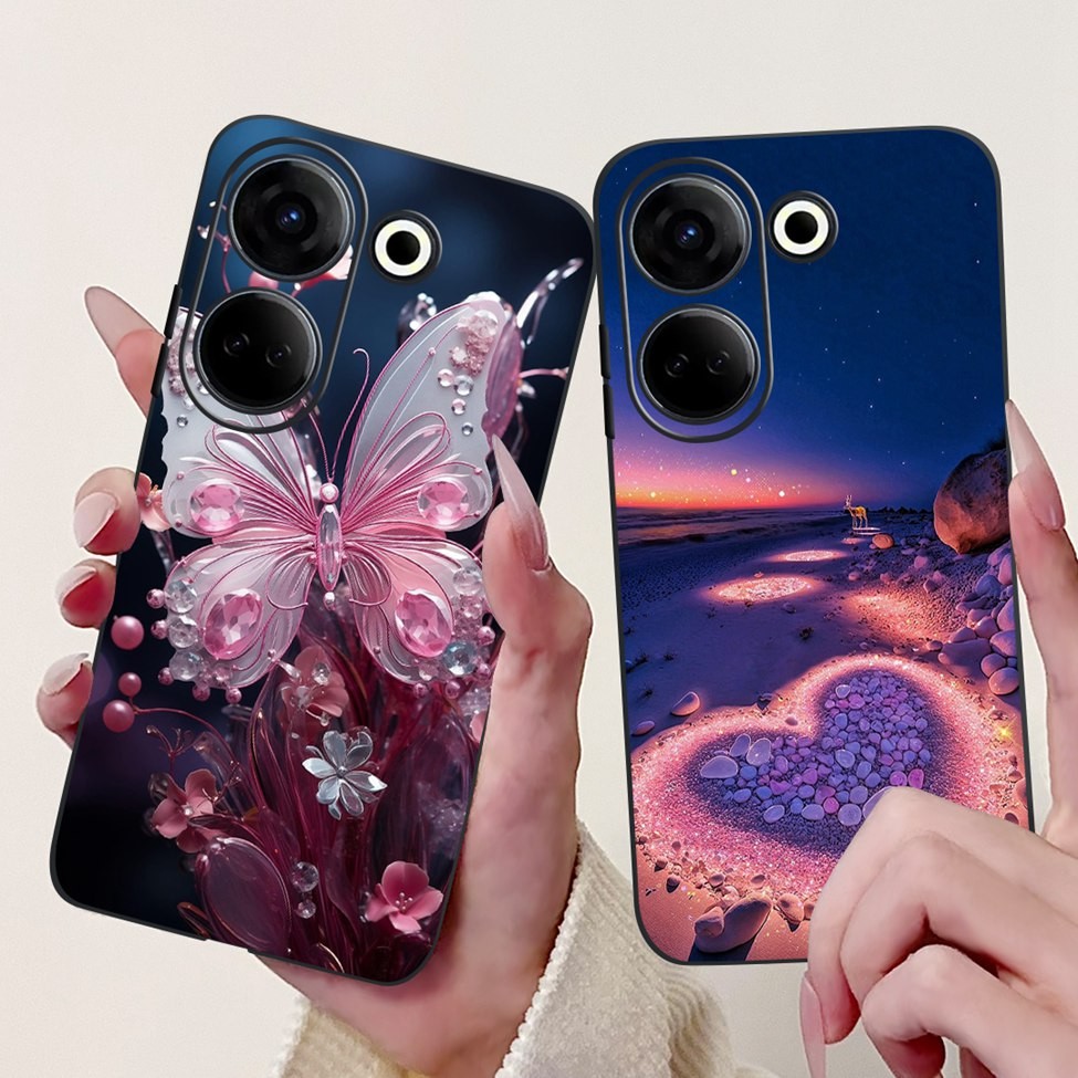 Ốp Lưng Tecno Camon 20 CK6 CK6n 20Pro CK7n Hoa Bướm Thời Trang Mèo Dễ Thương Tình Yêu Mềm Ốp Lưng Tecno Camon 20 Pro 4G Ốp Điện Thoại Silicon