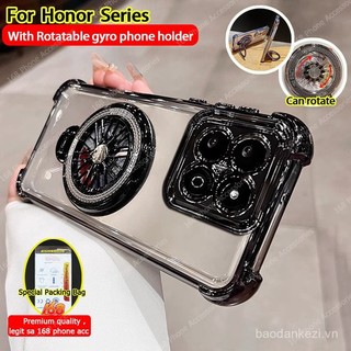 Ốp lưng Honor 200 Smart, ốp lưng Honor X7C trong suốt chống sốc với nắp camera, giảm căng thẳng, giá đỡ điện thoại xoay, đệm khí dày, vỏ điện thoại mềm