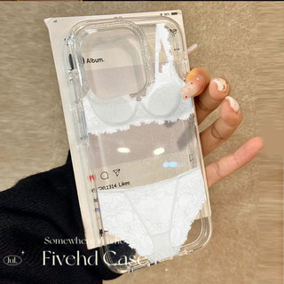 Ins Hàn Quốc Thiết kế đồ lót ren trắng gợi cảm Bling HD Vỏ trong suốt cho iPhone 11 16 16E 15 14 13 12 Pro Xs Max XR X 7 8 Plus SE Vỏ điện thoại mềm Bảo vệ Nhật Bản Vỏ lấp lánh