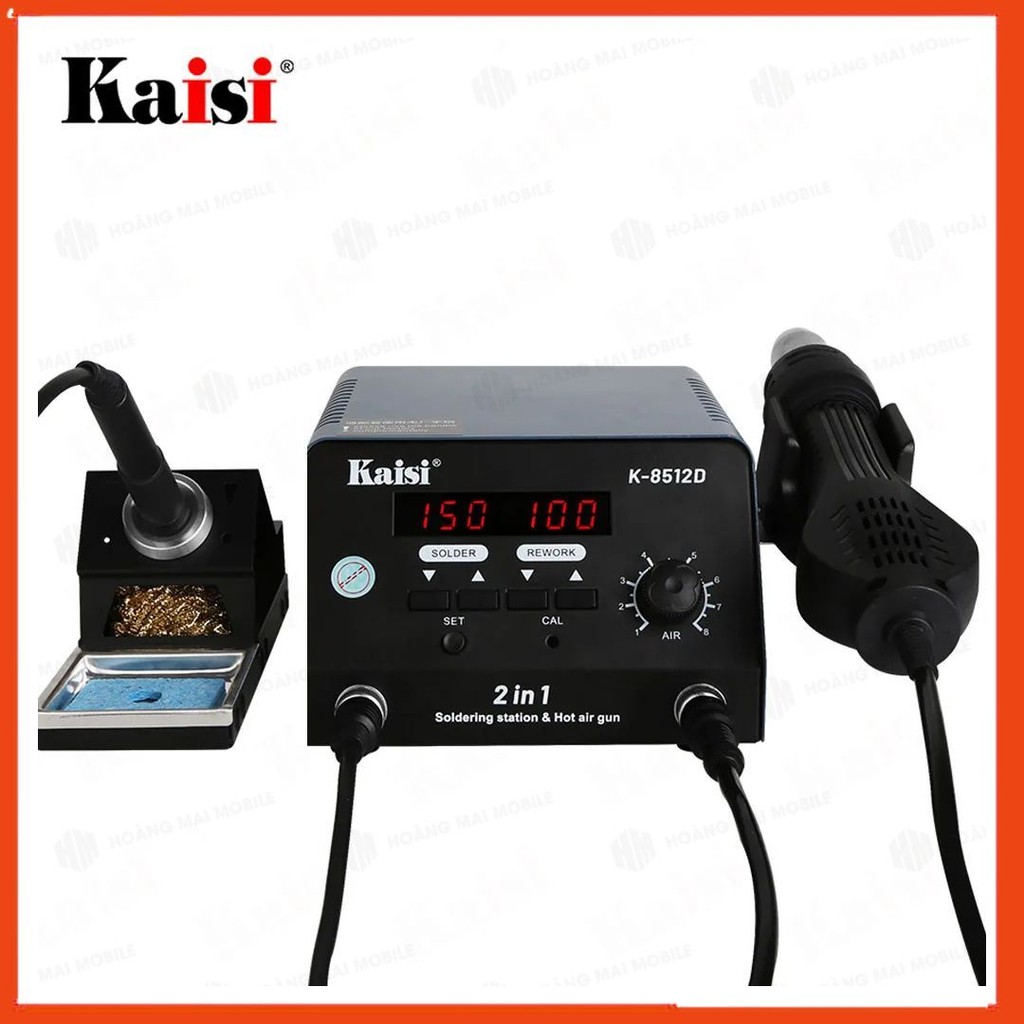 Máy hàn 2 in 1 KAISI 8512D, khò liền hàn cầm tay, phù hợp mũi hàn T12