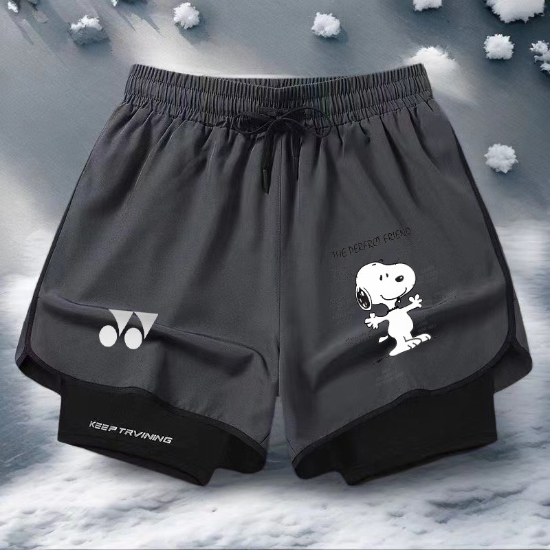 Quần short cầu lông thể thao rộng rãi, đa năng, thoải mái cho nam và nữ mùa hè, quần short chạy bộ ngoài trời khô nhanh bằng lụa băng, quần short tập luyện chống chói hai lớp