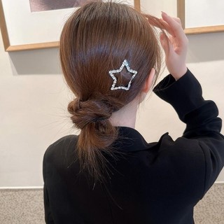 Y2K Shiny Star Kim Cương Giả Kẹp Tóc - Hình Học Hàn Quốc Rỗng Ngôi Sao Năm Cánh BB Snap Nổ Kẹp Tóc
