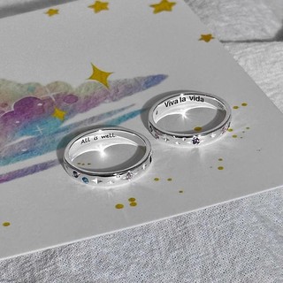 Vivalavida!Cuộc sống lâu dài!Nhẫn đôi ngôi sao bạc S925