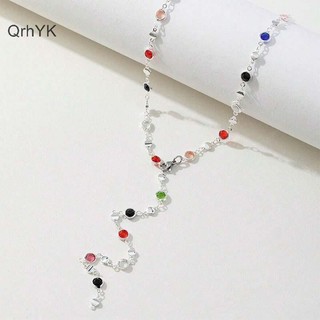 Thời Trang Nhà Máy Thời Trang Nhiều Màu Sắc Giả Pha Lê Dài Hình Chữ Y Vòng Cổ Kim Loại Xương Đòn Dây Chuyền Ngày Lễ Trang Sức Cơ Thể QrhYK