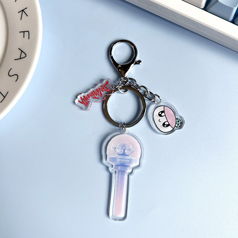 Mười bảy kỷ niệm mười năm Light Stick Acrylic Móc chìa khóa JEONGHAN BULE HỒNG Móc khóa SPIL THE FEELS Shohikigen Móc khóa trong suốt treo nhẫn chìa khóa thần tượng YM