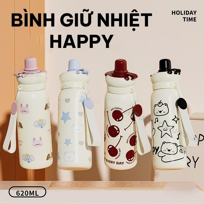 Bình Giữ Nhiệt HAPPY 620ml - Ly Inox 316