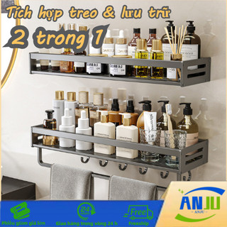 Kệ Nhà Tắm Dán Tường Chống Gỉ, Chất Liệu Nhôm Cao Cấp, Keo Dán Siêu Chắc, Để Đồ Gọn Gàng
