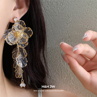 Bông tai tua rua hoa acrylic dát kim cương - Sang trọng và cao cấp