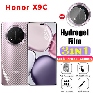 Honor X9C X9D X60 Pro X60Pro 5G 2024 Hydrogel Film 3in1 Bảo vệ màn hình Vỏ ống kính máy ảnh mềm Phim trong suốt trên HonorX9C HonorX60Pro HonorX9D Phim bảo vệ điện thoại