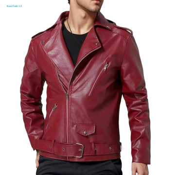 Kuaieb Áo khoác nam Áo khoác nam màu trơn Áo khoác nam sành điệu Slim Fit Áo khoác da giả có dây kéo chéo Áo khoác chống gió cho các tín đồ thời trang Đông Nam Á