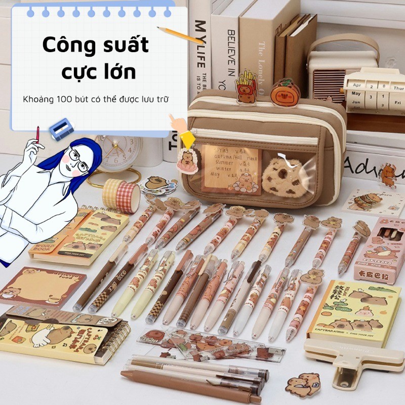 Kapibara Hộp đựng bút,chì hộp bút,Hoạt hình dễ thương Túi bút,chì sang trọng Học sinh Túi bút,Văn phòng phẩm Túi lưu trữ