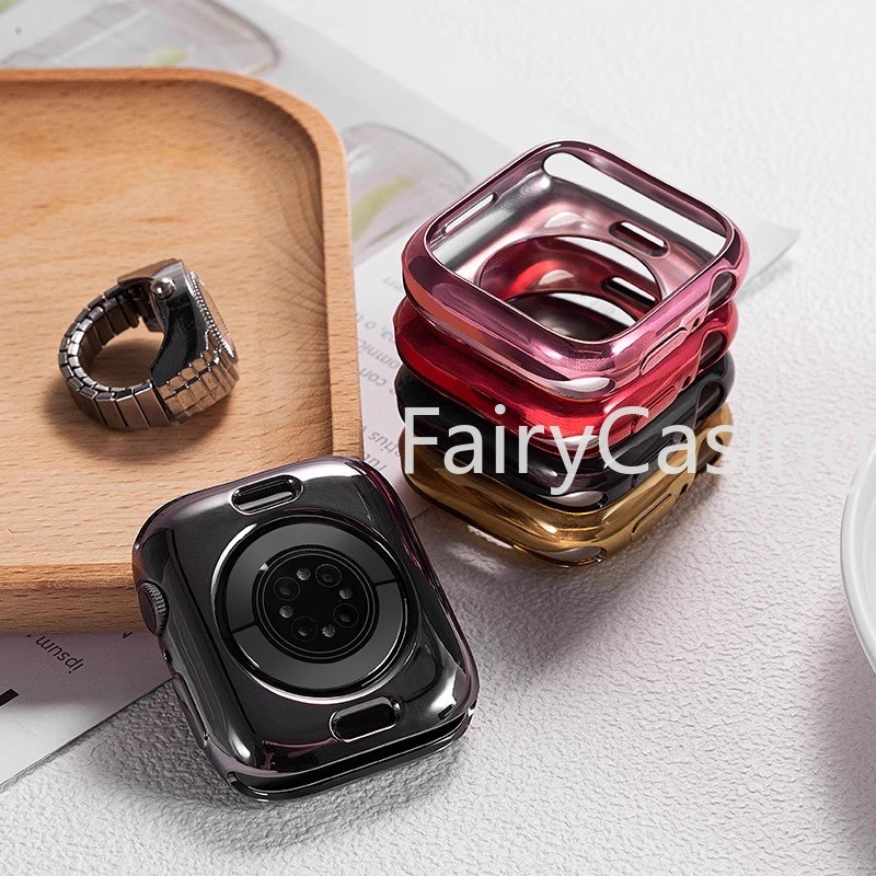 Vỏ Mạ Điện Cho Apple Watch Series 10 46mm 42mm 49mm 45mm 41mm 44mm 40mm 38mm Phụ Kiện PC Ốp Lưng Khung Vỏ Cho iWatch 9 8 7 6 5 4 3 Bảo Vệ