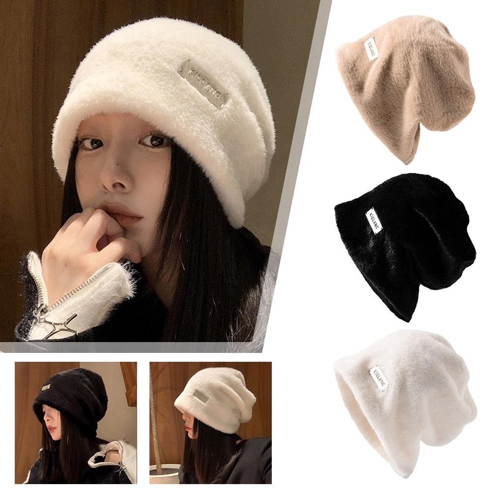 Mới Cọc Mũ Nữ Nhật Bản Ngọt Ngào Và Dễ Thương Màu Trơn Mũ Tai Lạnh Bảo Vệ Mũ Lông B0h9