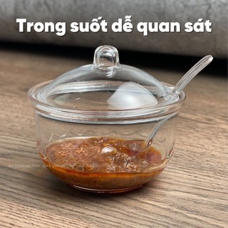 Hũ gia vị có nắp đậy và muỗng trong suốt đựng sa tế bàn quán ăn chất liệu nhựa