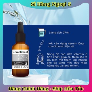 Serum Compliment 20% Vitamin C dưỡng trắng, mờ thâm, căng bóng da 27ml của Nga