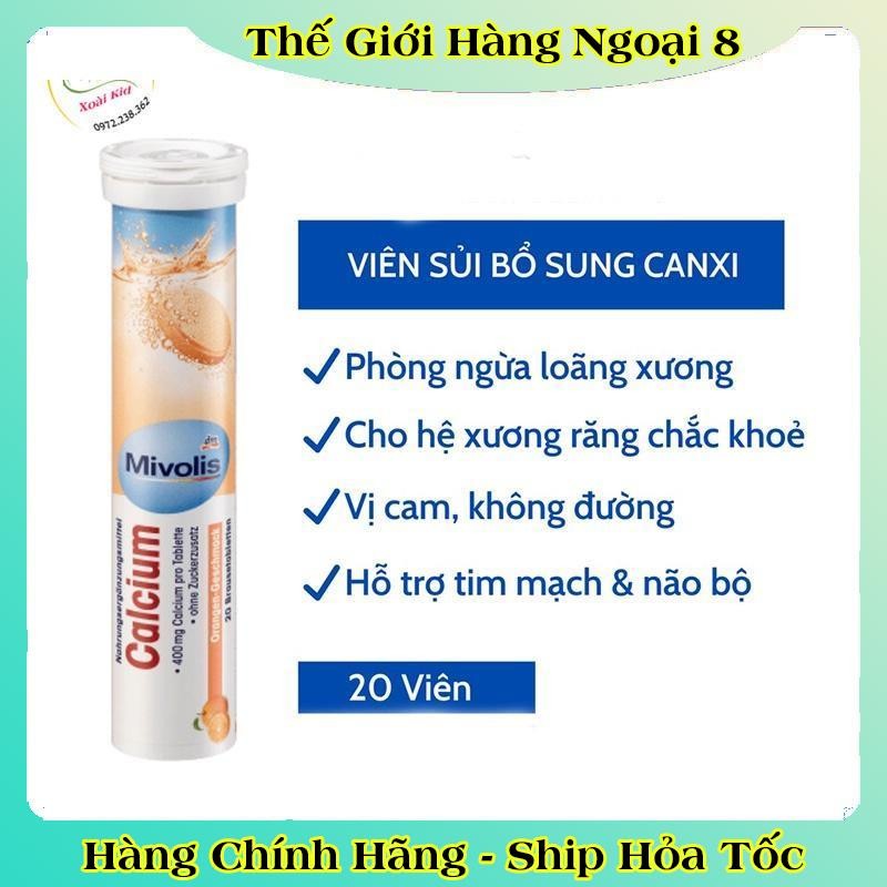 [auth] Viên Sủi Mivolis Vitamin C và các vị khác Hỗ trợ tăng cường hệ miễn dịch 20 Viên của Đức [Đủ Bill] [Hot]