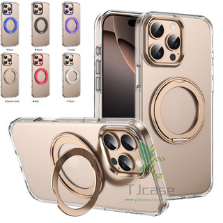 Giá đỡ có thể xoay được Vỏ bọc iphone 16 15 14 13 12 pro max Trong suốt Crysta Ice-sensing Matel Nút ống kính Vỏ trong suốt