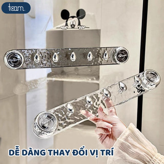 Thanh móc treo quần áo nhà tắm hút chân không siêu chịu lực, Móc treo đồ đa năng hít tường nhà bếp