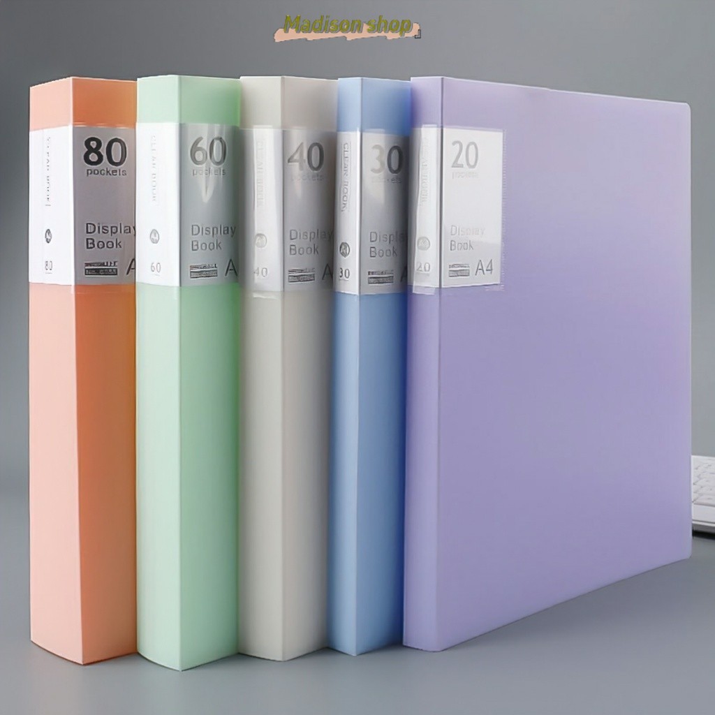 Bìa nhựa , File lá Clear Book A4 8 màu Molandi đủ loại 20/40/60/80/100 ...