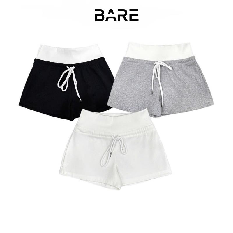 BARE_Quần Đùi Nữ Ôm Gọn Tôn Dáng Vải Thun Gân Co Giãn Basic Phối Viền Màu Nổi Bật- Q096