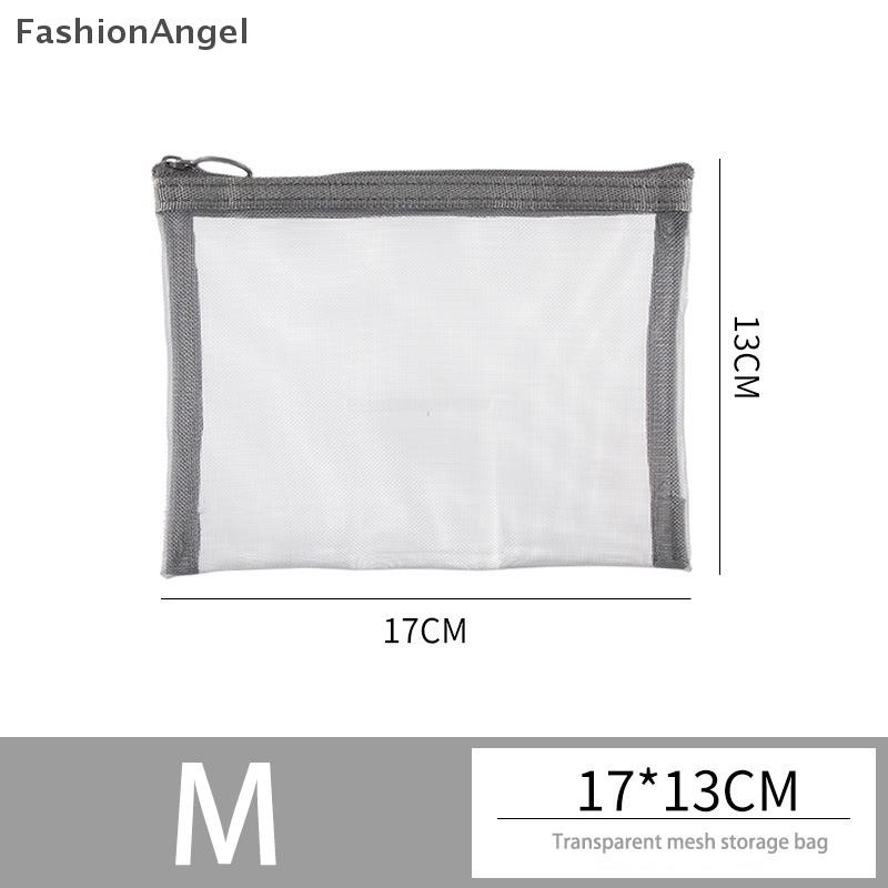Fashionangel 1 Chiếc Du Lịch Màu Xám Lưới Đen Túi Đựng Mỹ Phẩm Dây Kéo Túi Trang Điểm Nữ Rửa Vệ Sinh Túi Đựng Trang Điểm Túi Bảo Quản Di Động VN