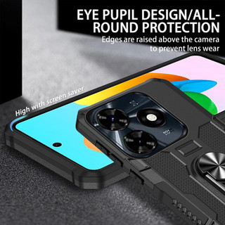 Dành Cho Tecno Spark 20 / 20c Ốp điện thoại PC Cứng Lưng Mềm TPU Edge Bảo Vệ Camera Giá Đỡ Nhẫn Chân Đế Chống Sốc Mỏng Bao
