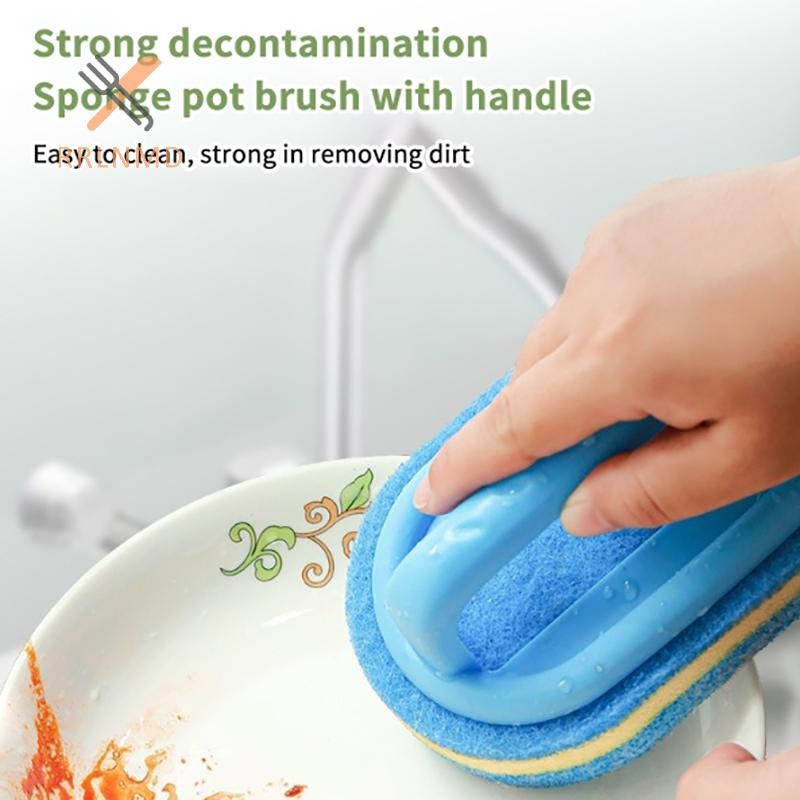 Rrlnmd Bọt Biển Bàn Chải Làm Sạch Có Tay Cầm Bồn Tắm Ngói Chà Bàn Chải Nhà Bếp Phòng Tắm Vệ Sinh Bàn Chải Xốp Hộ Gia Đình Vật Dụng Vệ Sinh MỚI