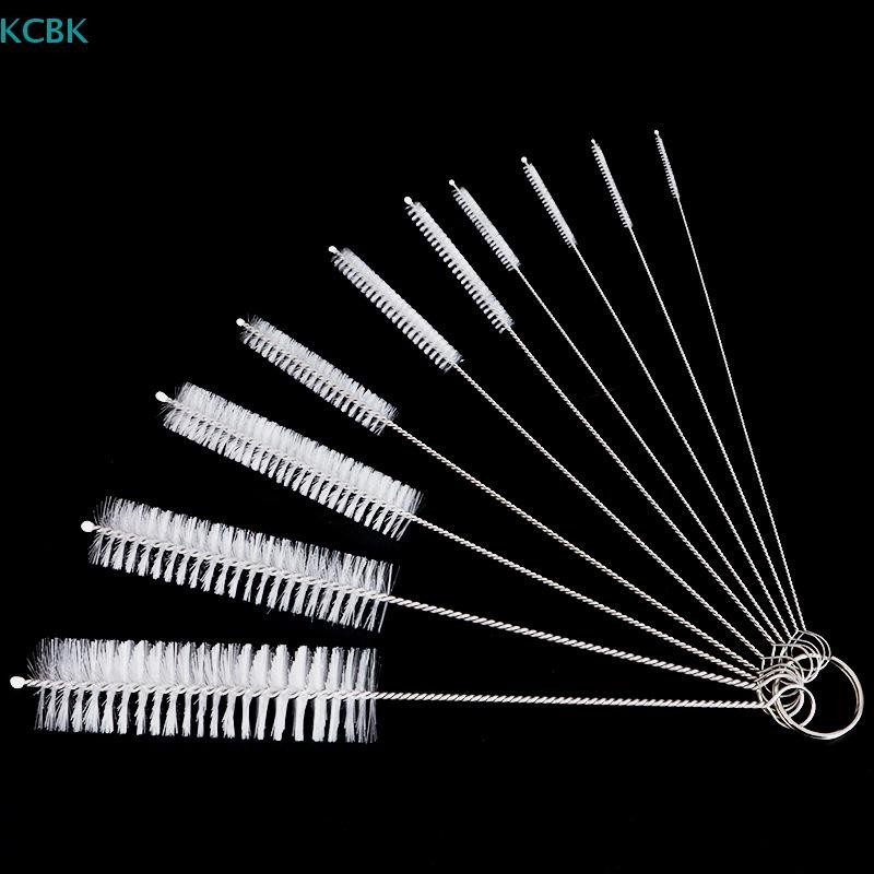 [Kc] Bộ cọ làm sạch ống hút tóc mềm không gỉ Bộ lông Nylon Ống hút chai ống [BK]