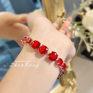 Châu Âu Mỹ ins Phong Cách Mới Full Kim Cương Đầy Màu Sắc Vòng Tay Ruby Nữ