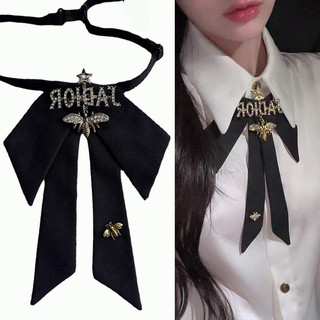 Vintage Kim Cương Giả Ong Dây Buộc Pre-Tied Nơ Cổ Hoa Phụ Kiện Cho Nữ