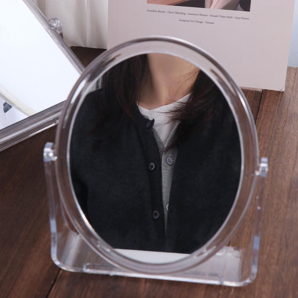 Gương phóng đại MKEB 5x, Gương mỹ phẩm để bàn hai mặt vuông tròn, Creative 360° Xoay trong suốt có bàn đứng Gương trang điểm phòng tắm | BigBuy360 - bigbuy360.vn
