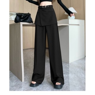 Fashion Autumn Trousers Wide Leg Pants Two Pieces Leisure Mopping American Draped Suit Women's Design New High Waist