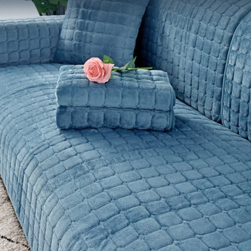 Vải Flannel Sofa Đệm Chống Trơn Trượt Dày，Vỏ Bọc Đệm Ghế Sofa Bốn Mùa Bằng Vải Flannel Dày Màu Trơn Không Trượt Thoáng