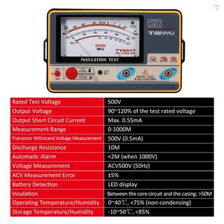Đồng hồ đo điện trở cách nhiệt Kỹ thuật số Ohmmeter Máy kiểm tra cách nhiệt cầm tay Megameter 0-1000MΩ 500V Độ chính xác cao Megohmmeter Dụng cụ đo cách nhiệt