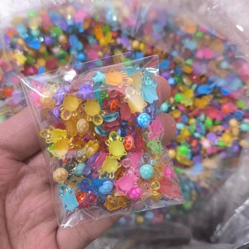 [Vận chuyển nhanh] MINIMALY 100 chiếc Rùa phát sáng, Động vật nhựa mini màu Dopamine phát sáng trong tối, Phim hoạt hình DIY dễ thương Quyến rũ móng tay rùa nhỏ Trang trí sân vườn cổ tích