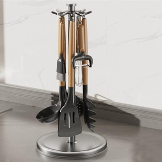 Đế Dụng Cụ Nhà Bếp Xoay 360 Độ Nhà Bếp Flatware Người Tổ Chức Giá Đỡ Xoay Đồ Dùng Nấu Ăn Có Thể Xoay Được Với 8 Móc shopidaevn