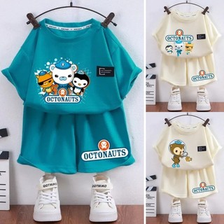 Octonauts Quần Short Tay Ngắn In Hình Hoạt Hình Thoải Mái Vải Vách Ngăn Mỏng Bé Trai Và Bé Gái Mặc Ở Nhà Bộ Pyjama