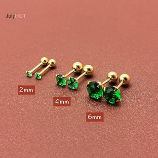Julyhot 1 Đôi Bông Tai Tragus Xanh Tròn Nhỏ Stud Lobe Xuyên Sụn Stud Xoắn Trang Sức Cz Barbell Xuyên Bông Tai Massivedeals