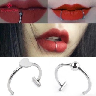 < zhuliye789 > 1 Vòng mũi giả bằng thép không gỉ Vòng vách ngăn C Kẹp môi Bông tai Mũi giả xuyên thấu Trang sức cơ thể nữ Không đục lỗ