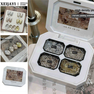 XEIJAYI 4 lưới gel móng tay bạch kim mật độ cao, sơn đường kéo, keo quang trị liệu bạch kim siêu sáng, nghệ thuật làm móng cho tiệm nail