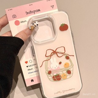Ốp điện thoại phù hợp với iPhone hoạt hình dễ thương graffiti iPhone thỏ Miffy hai lớp IMD Ốp điện thoại chống rơi phù hợp với iPhone16/15/14/13 Ốp bảo vệ JWRB