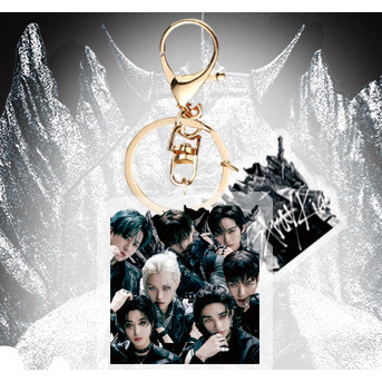 Stray Kids Album GIANT Móc Khóa Acrylic Móc Khóa Phụ Kiện Bang Chan Lee Biết Chang Bin HyunJin Han Felix Seungmin I.N Móc Chìa Khóa Kim Loại Trong Suốt YM