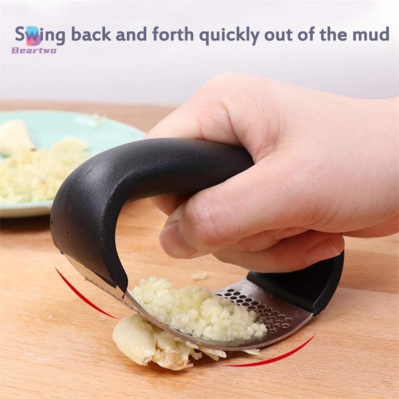 < beartwo > Máy nghiền tỏi Rocker, Máy ép tỏi Rocker Máy nghiền gừng bằng thép không gỉ Máy ép cà phê Dụng cụ tiện ích nhà bếp Đẹp