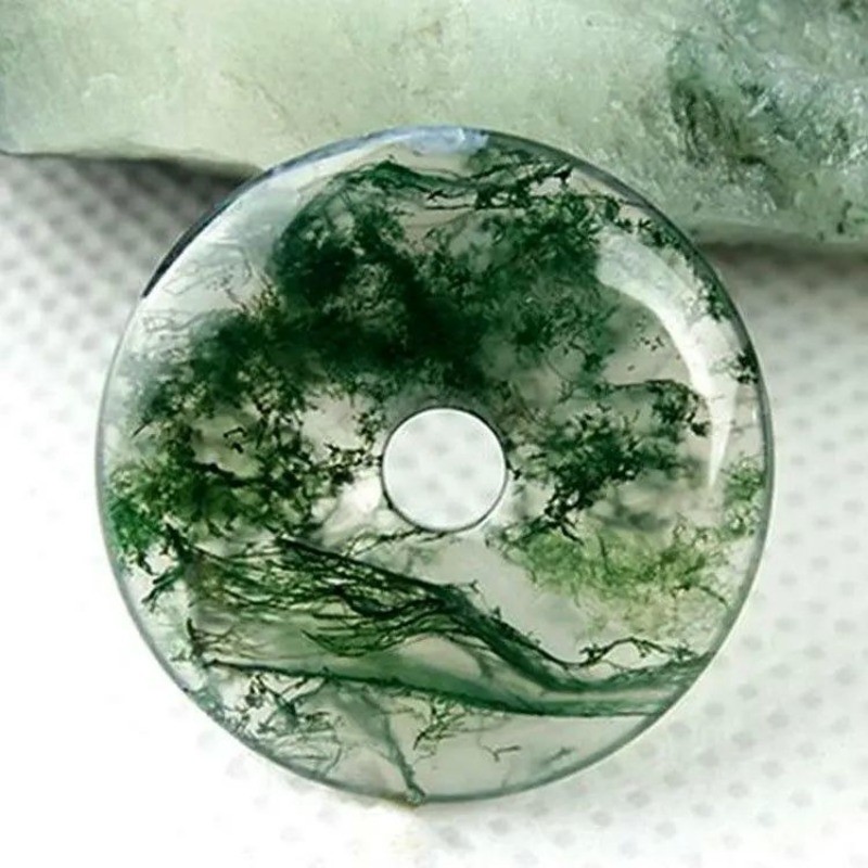 Mặt dây chuyền khóa an toàn mã não thủy sinh tự nhiên Mặt dây chuyền Chalcedony Boutique tròn