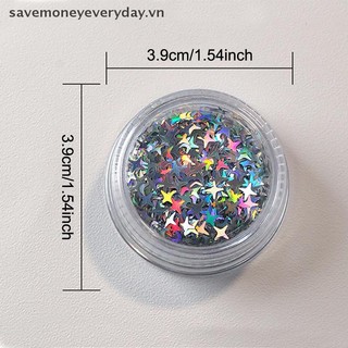 [savemoneyeveryday] Móng tay bạc ba chiều lấp lánh Laser hình ngôi sao Kim sa lấp lánh Paillette DIY Trang trí móng tay nghệ thuật Lát phụ kiện [vn]