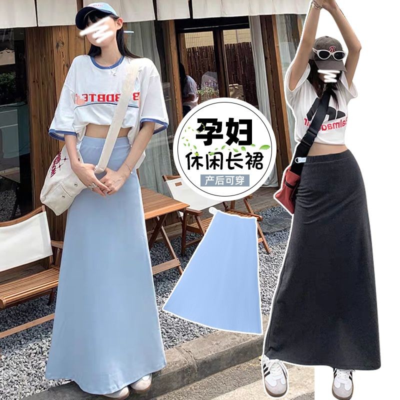 Váy bà bầu mùa hè Sản phẩm mới co giãn có thể điều chỉnh Drape Feel Váy dài ôm hông