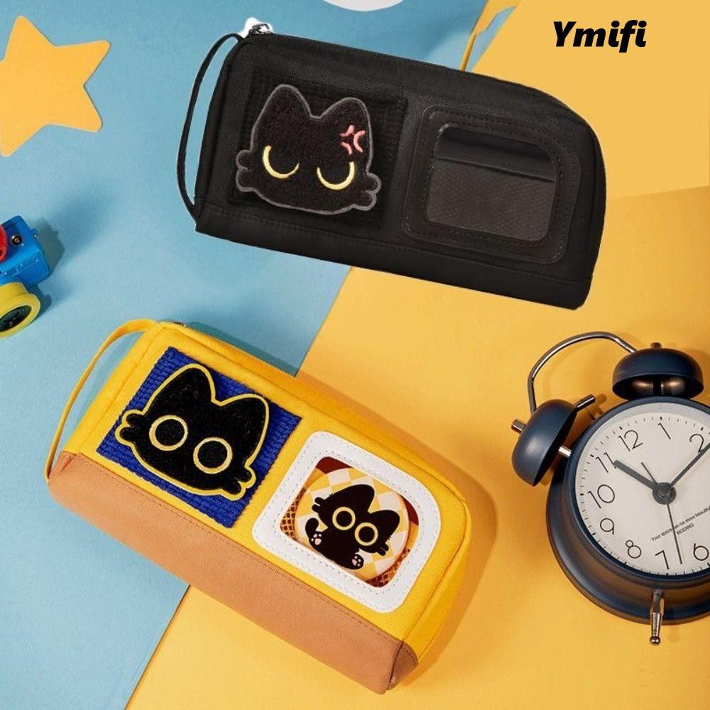 Túi Đựng Bút YMIFI, Bút Chì Dung Tích Lớn Nhiều Lớp, Phim Hoạt Hình Mèo Đen Chống Bụi Bẩn Văn Phòng Phẩm Tổ Chức Quà Tặng
